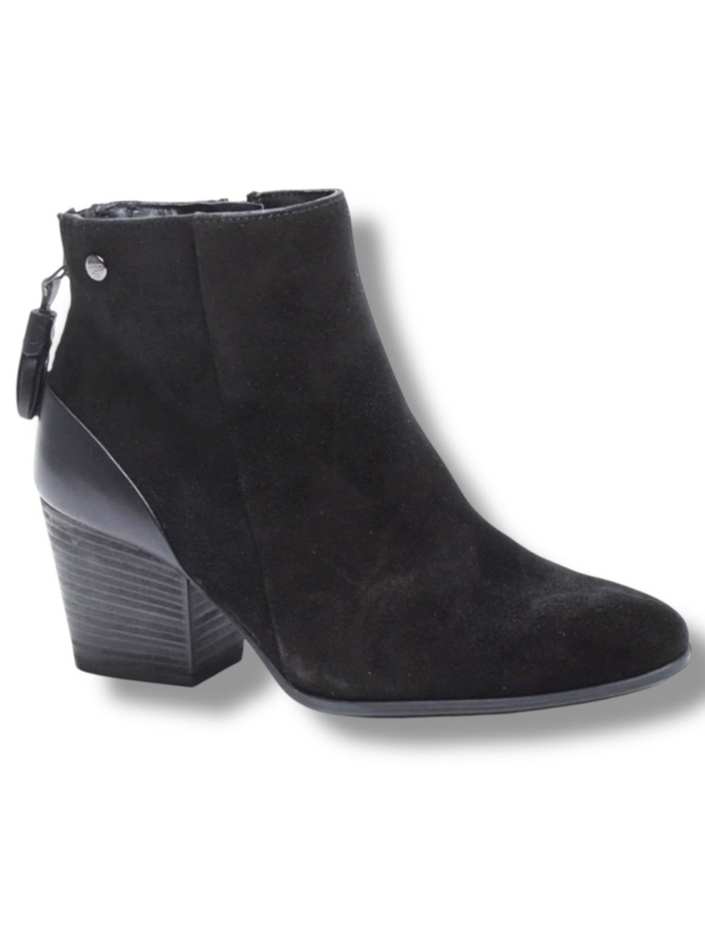 Paul Green Jada Waterproof Suede Leather Black Ankle Boots Block Heel Sz 10